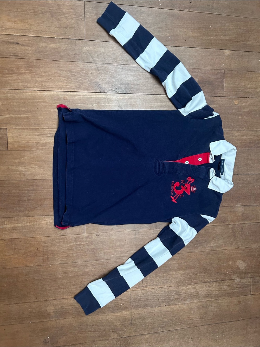 Ralph Lauren Navy, White & Red Striped Rugby Polo